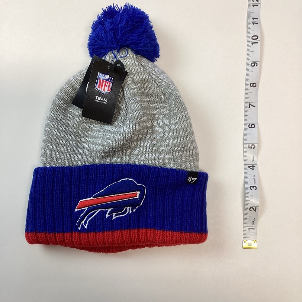 NFL Men’s Buffalo Bills Pom Pom Beanie Gray and Blue NWT